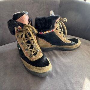 Pajar Black and Brown Fur-Lined Winter Boots